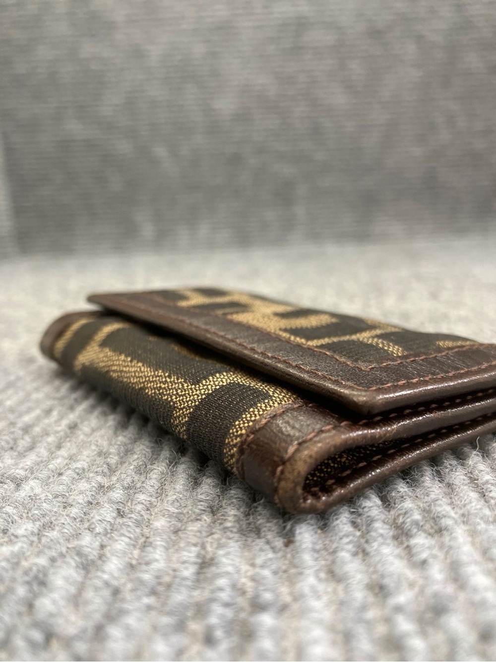 Fendi Zucca Canvas 6 Hook Key Case Brown Tobacco Leather Made in Italy - Picture 5 of 12
